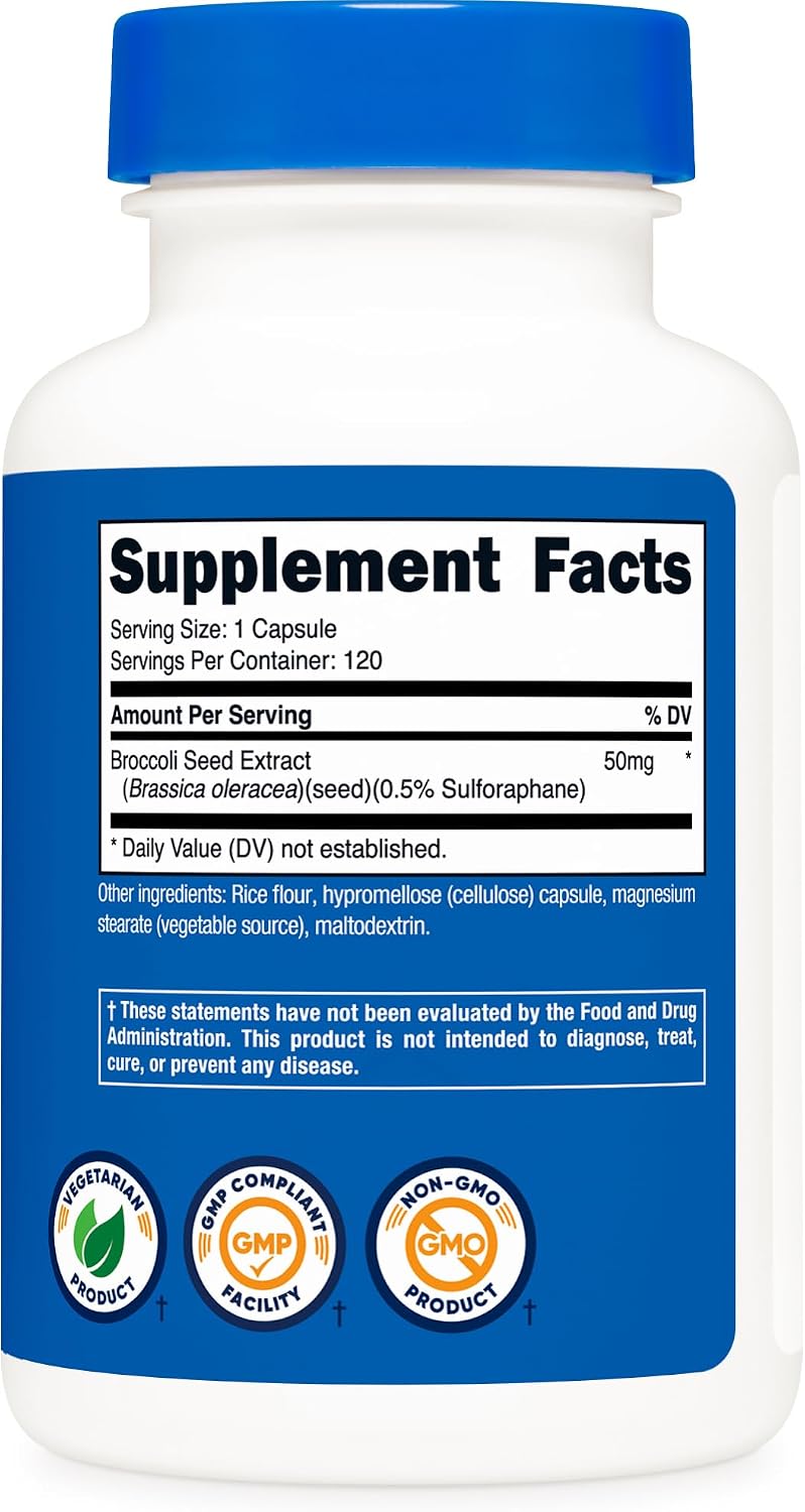 Nutricost Sulforaphane Glucosinolate (SGS) - 50 mg Broccoli Seed Extract, 120 Capsules - görsel 5