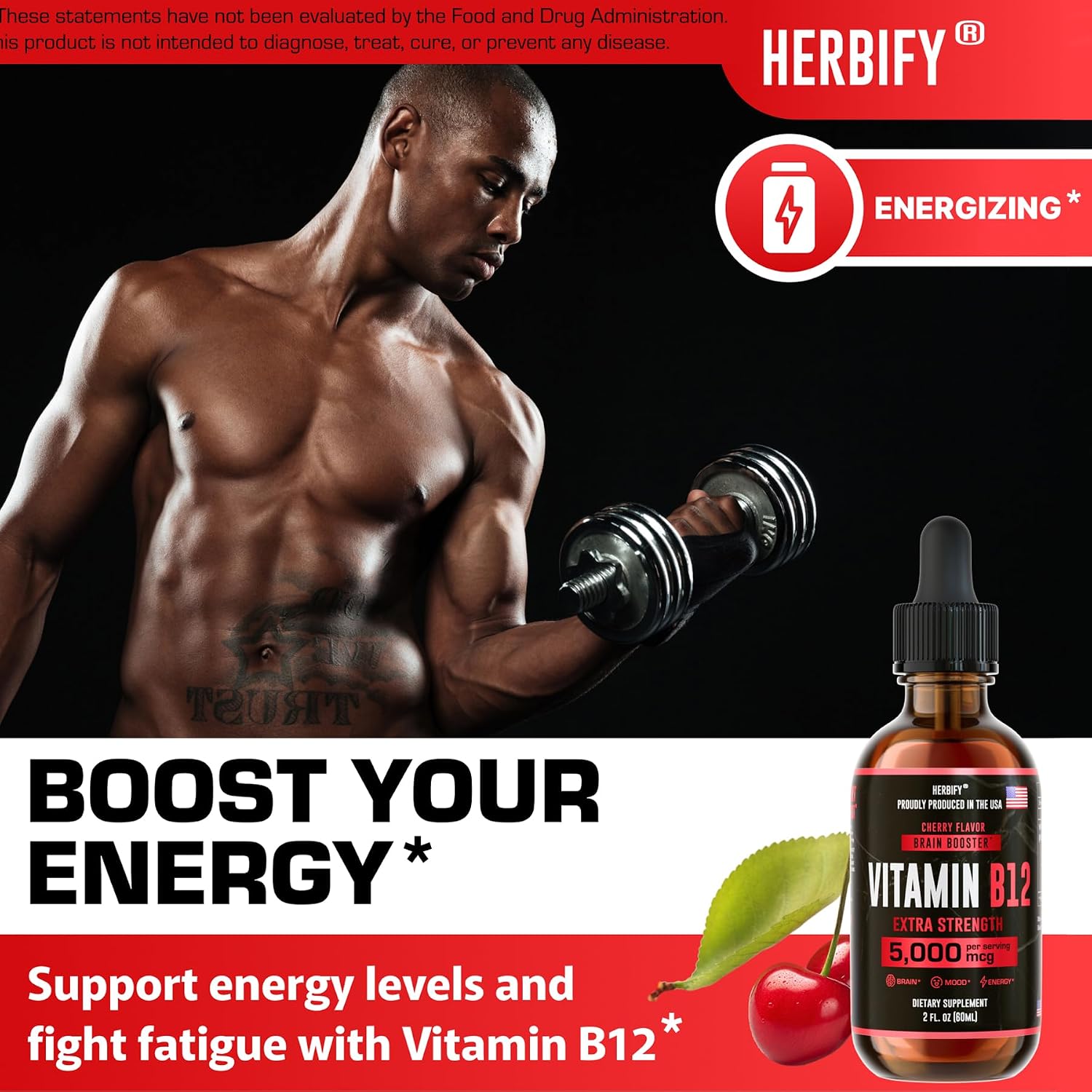 HERBIFY Vitamin B12 Methylated Multivitamin Energy Drops – 5000 mcg Methylcobalamin, 60 ml - görsel 3