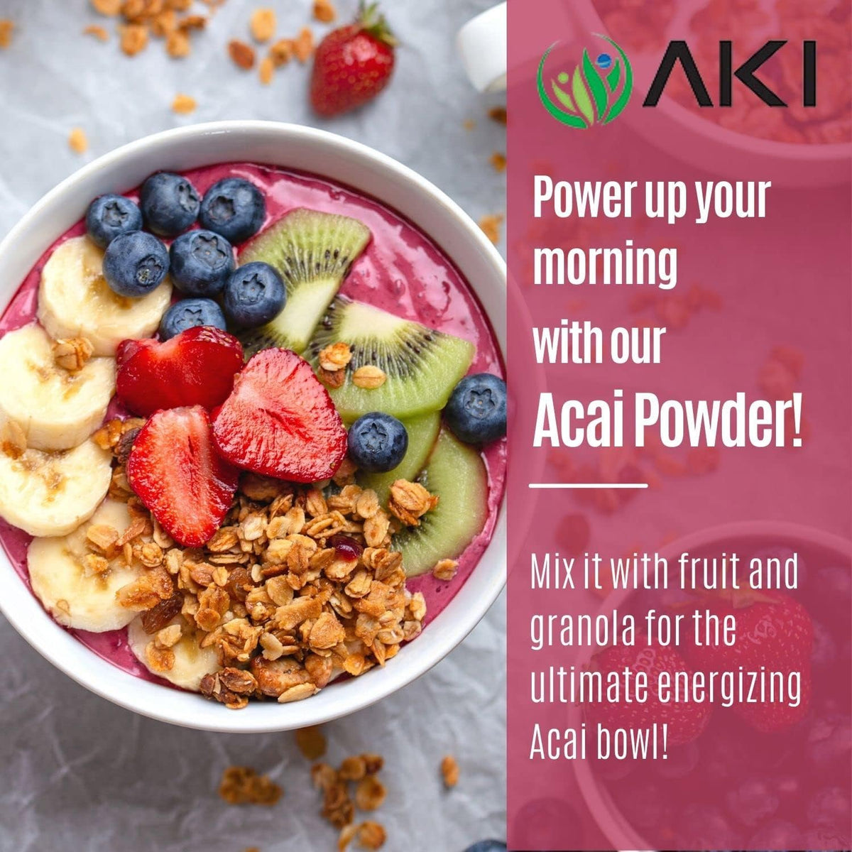 AKI Acai Powder - Non-GM, Vegan Friendly & Gluten-free (150 g / 5.30 oz) - görsel 4