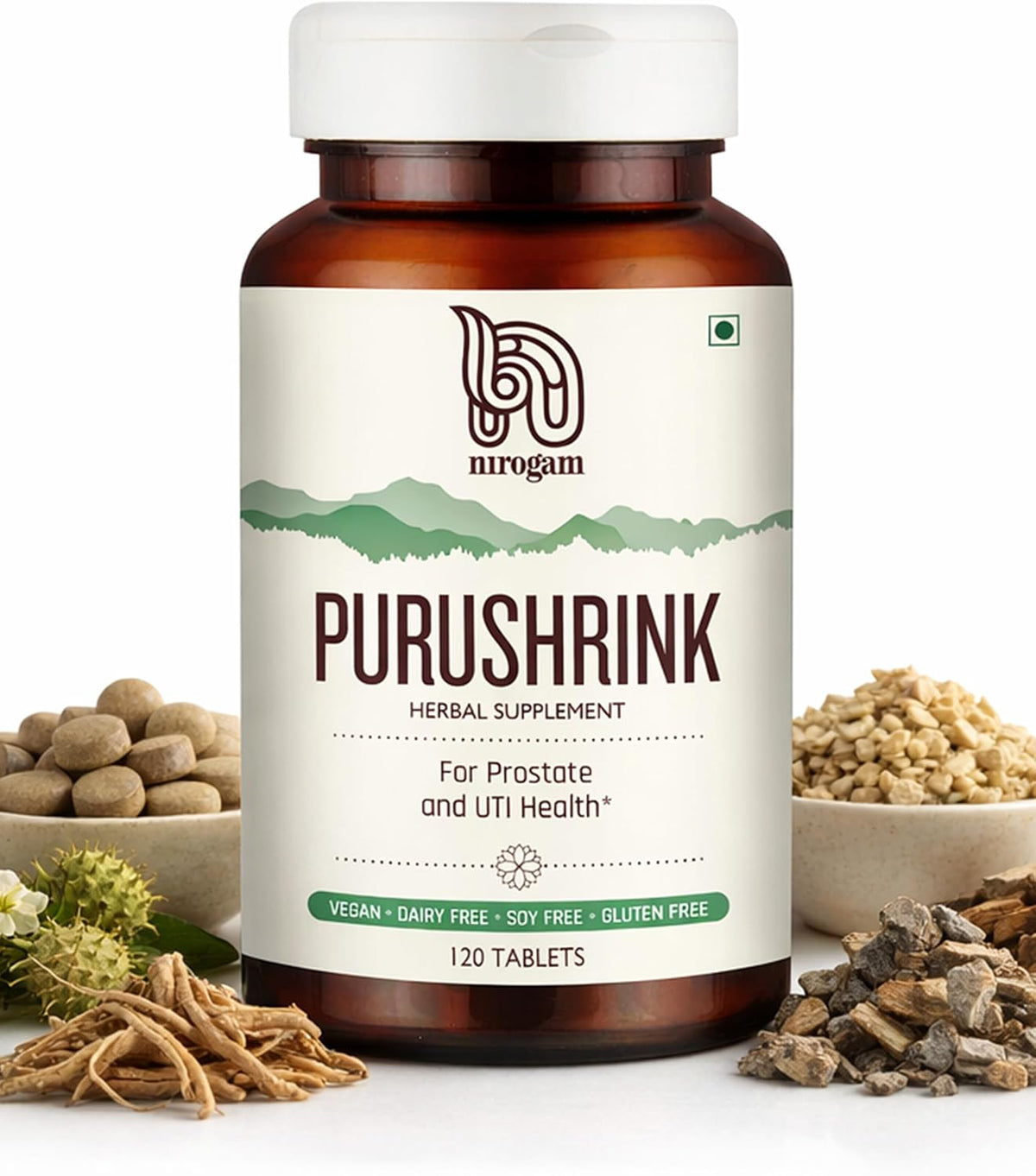 Nirogam Purushrink – Prostate Support Supplement for Men – Ayurvedic Herbal Formula – 120 Tablets - görsel 1