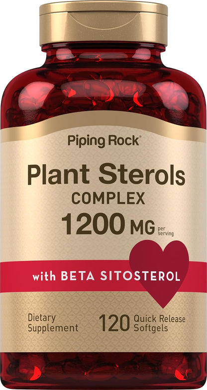 Piping Rock Plant Sterols Supplement | 1200 mg | 120 Softgels | with Beta Sitosterol | Phytosterol Complex | Non-GMO, Gluten-free
