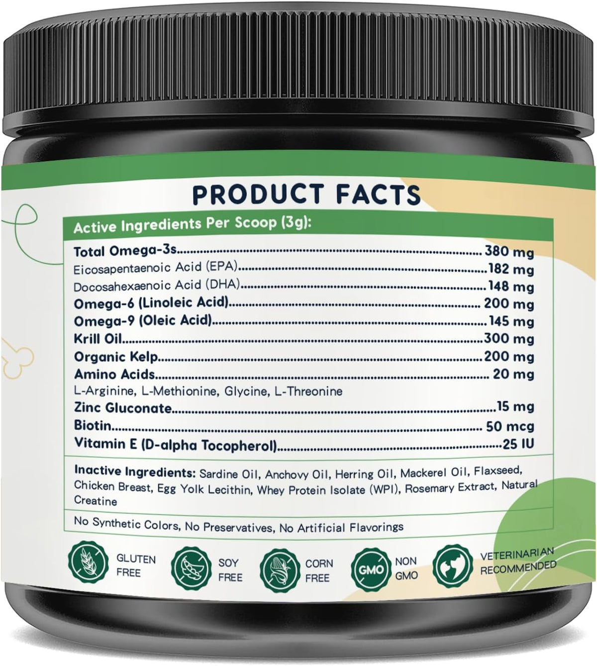Omega-3 Fish Oil Powder for Dogs – Wild Caught with EPA, DHA, Krill Oil & Kelp - görsel 8