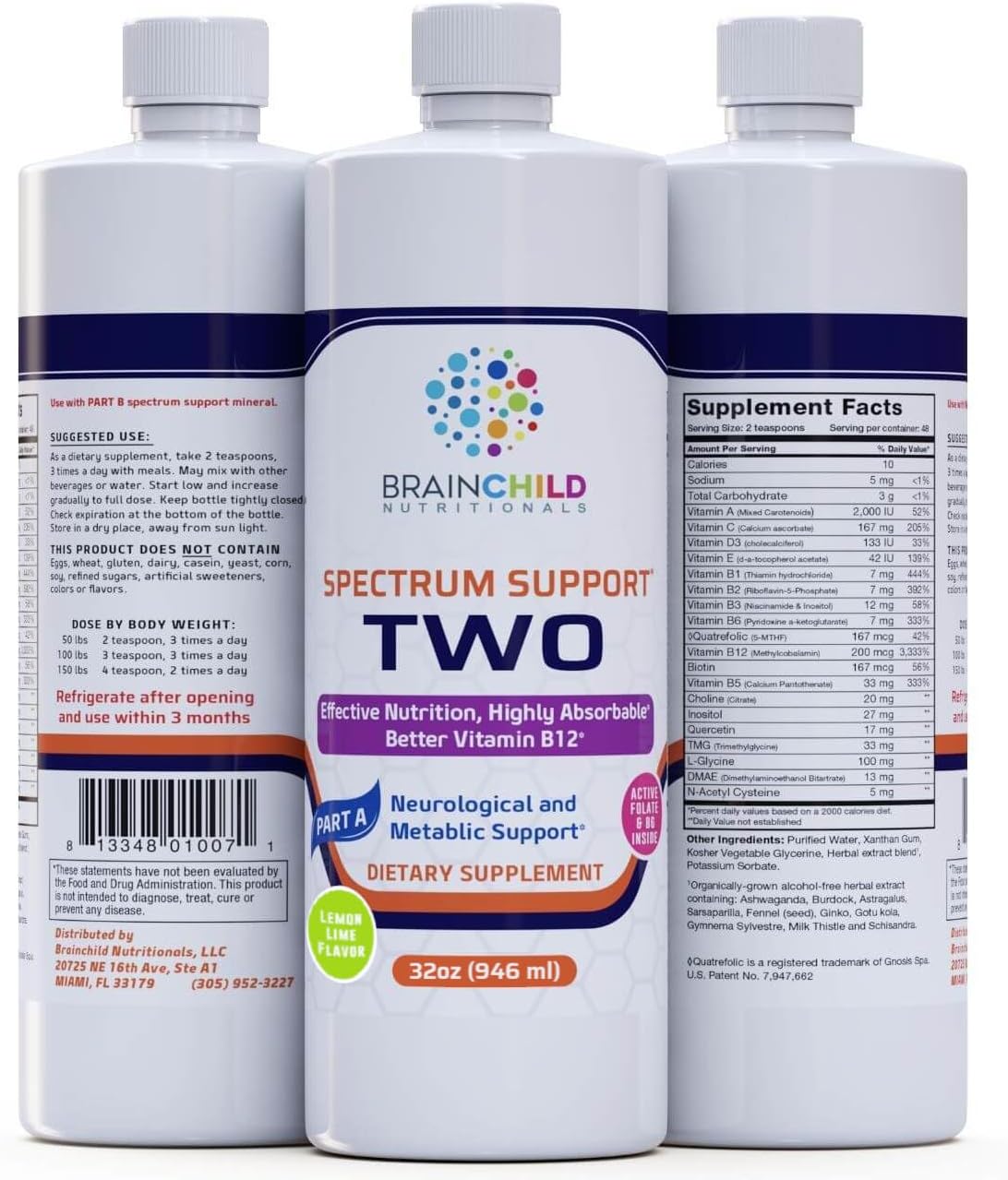 BrainChild Nutritionals Spectrum Support II P5P Liquid Multivitamin - Unflavoured, 16 oz (473 ml) - görsel 5