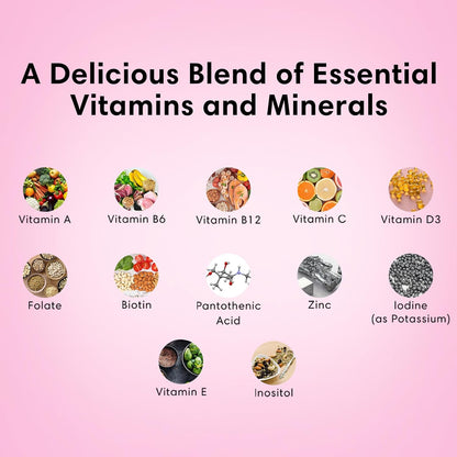 FLEUR Bloom & Glow Hair, Skin and Nails Gummies, Hair Growth Supplement with Biotin & Inositol, Antioxidant-Rich Vitamins A, C & E for Skin and Nail Repair, Sugar-Free, 60 Vegan Gummies