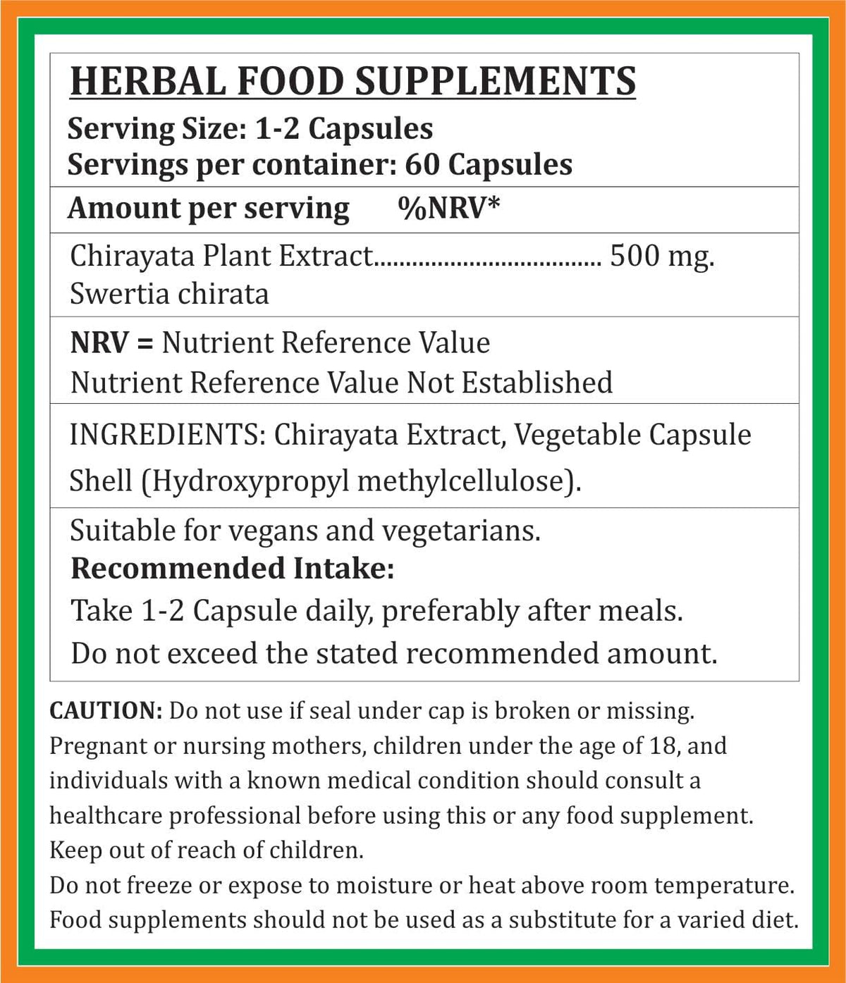 Chirayata Forte Capsules 500 mg - 240 Vegetarian Capsules (4 Bottles of 60) - görsel 6