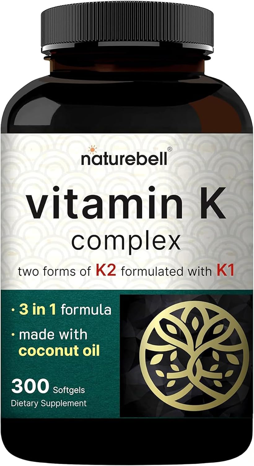 NatureBell Vitamin K Complex - 300 Softgels - 2600µg Full Spectrum K1 & K2 (MK-4 & MK-7) - görsel 1