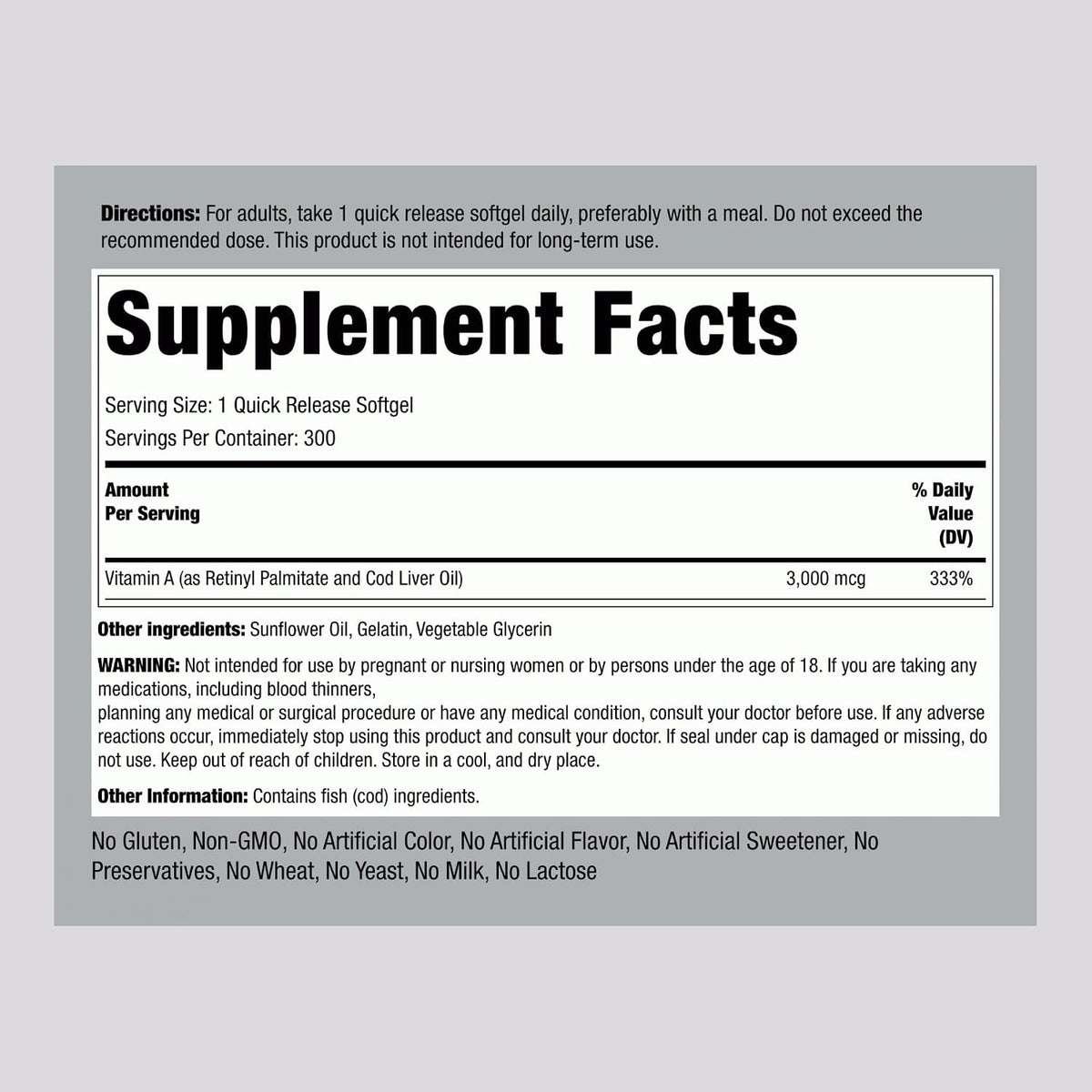 Piping Rock Vitamin A 10000 IU Softgels | 300 Count | Non-GMO, Gluten-free Supplement - görsel 2
