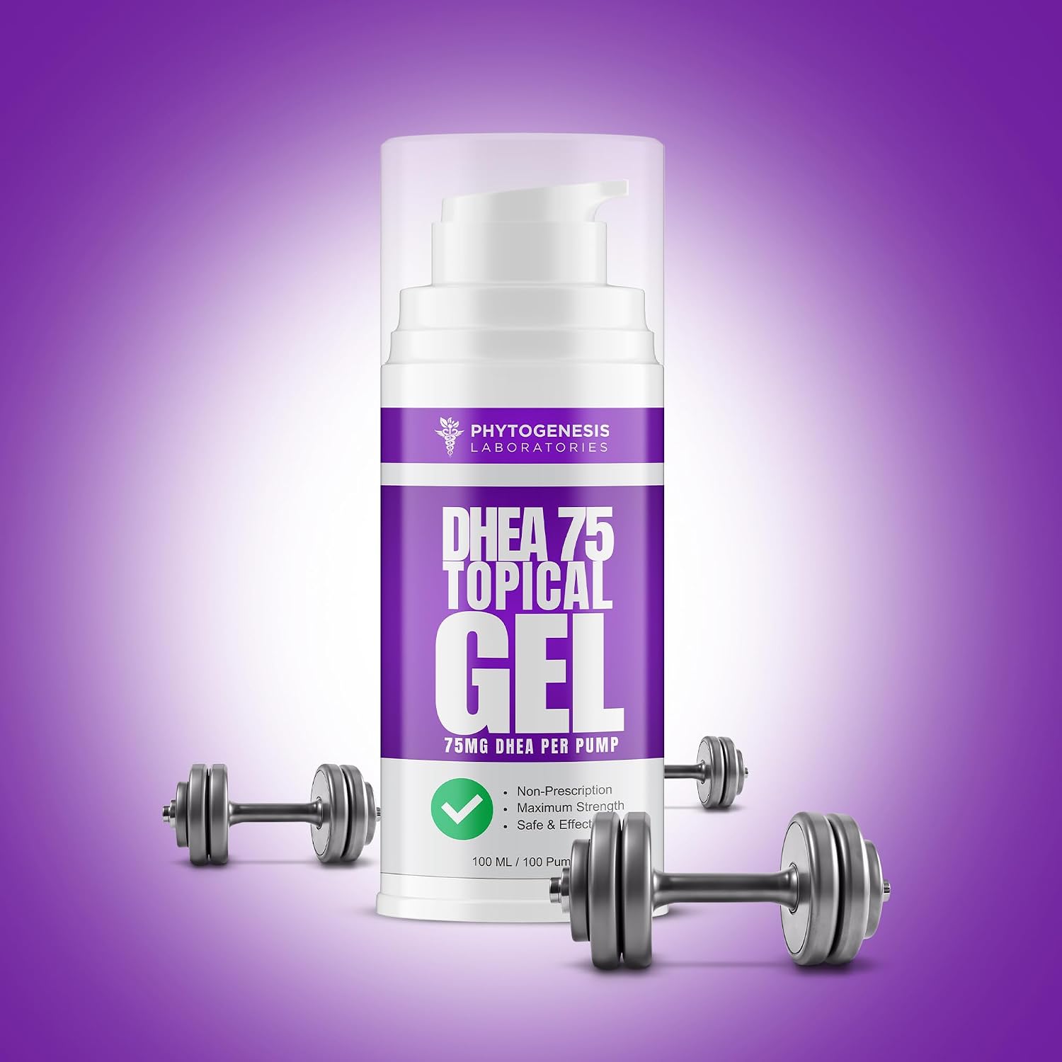 Phytogenesis DHEA 75 Topical Gel – 75 mg DHEA per Pump – One Month Supply - görsel 6