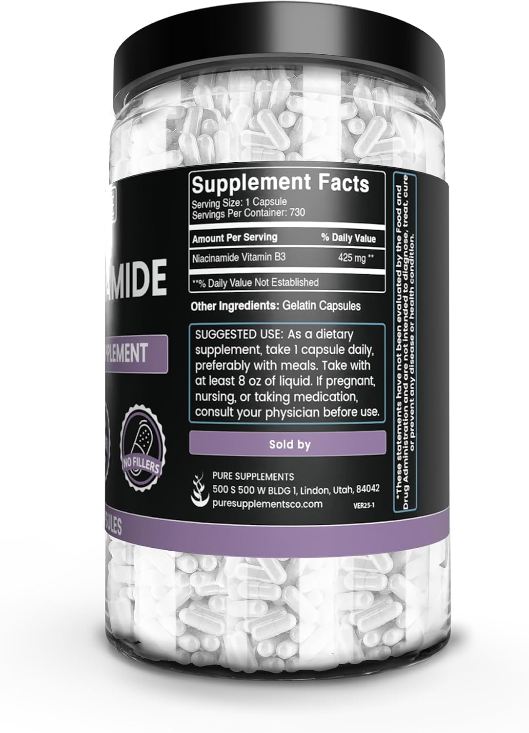 PURE ORIGINAL INGREDIENTS Niacinamide (730 Capsules) - görsel 3