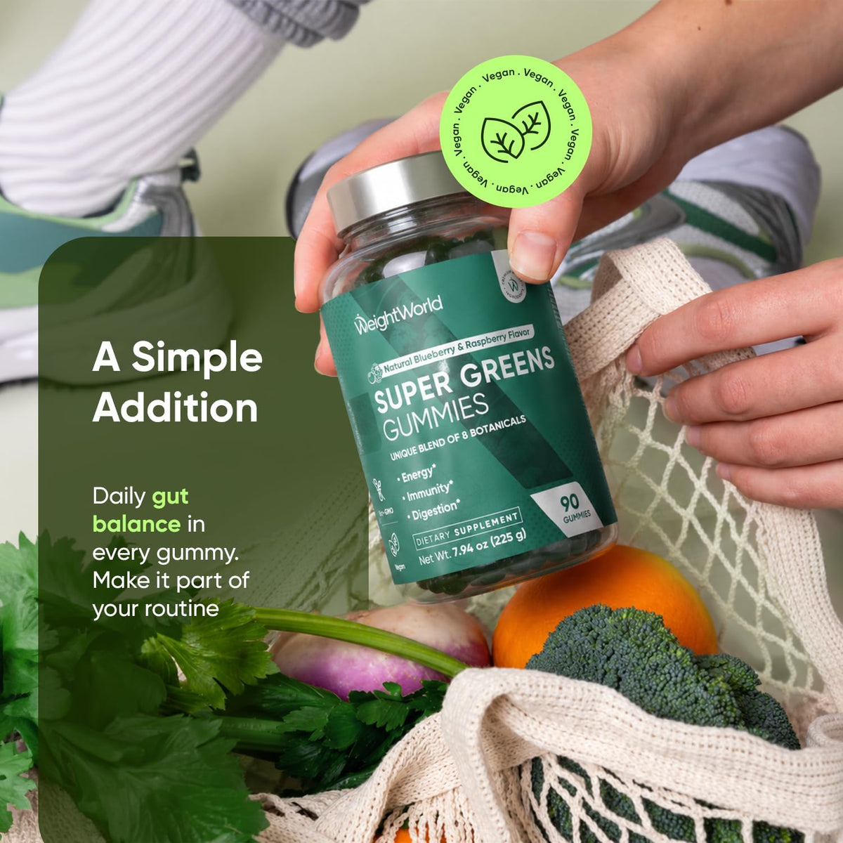WeightWorld Super Greens Gummies – 45-Day Supply, 90 Vegan Gummies for Energy, Immune Function & Digestion - görsel 5