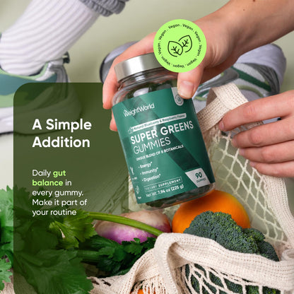 WeightWorld Super Greens Gummies – 45-Day Supply, 90 Vegan Gummies for Energy, Immune Function & Digestion