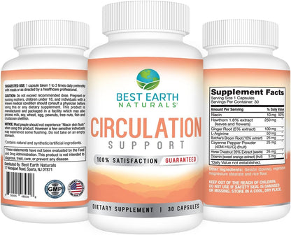 Best Earth Naturals Circulation Supplement - Balanced Formula for Optimal Circulatory Support - 30 Capsules