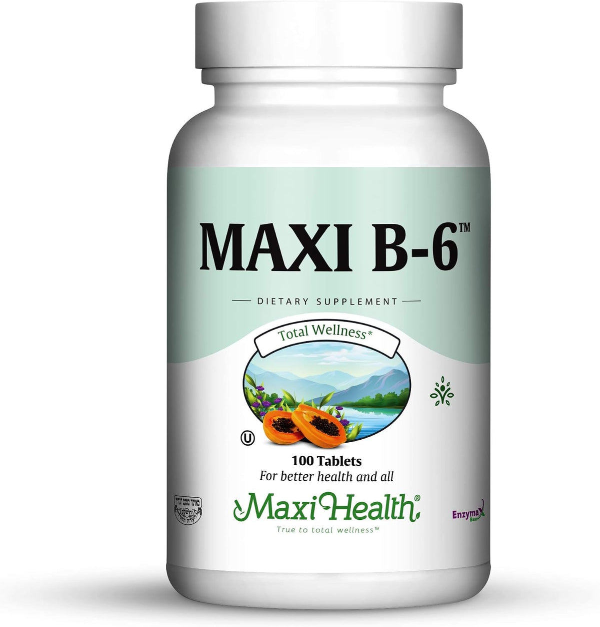 Maxi Health Vitamin B6 100 mg Tablets – Pyridoxine Hydrochloride for Nervous System and Energy Support – 200 Tablets (Pack of 2) - görsel 1
