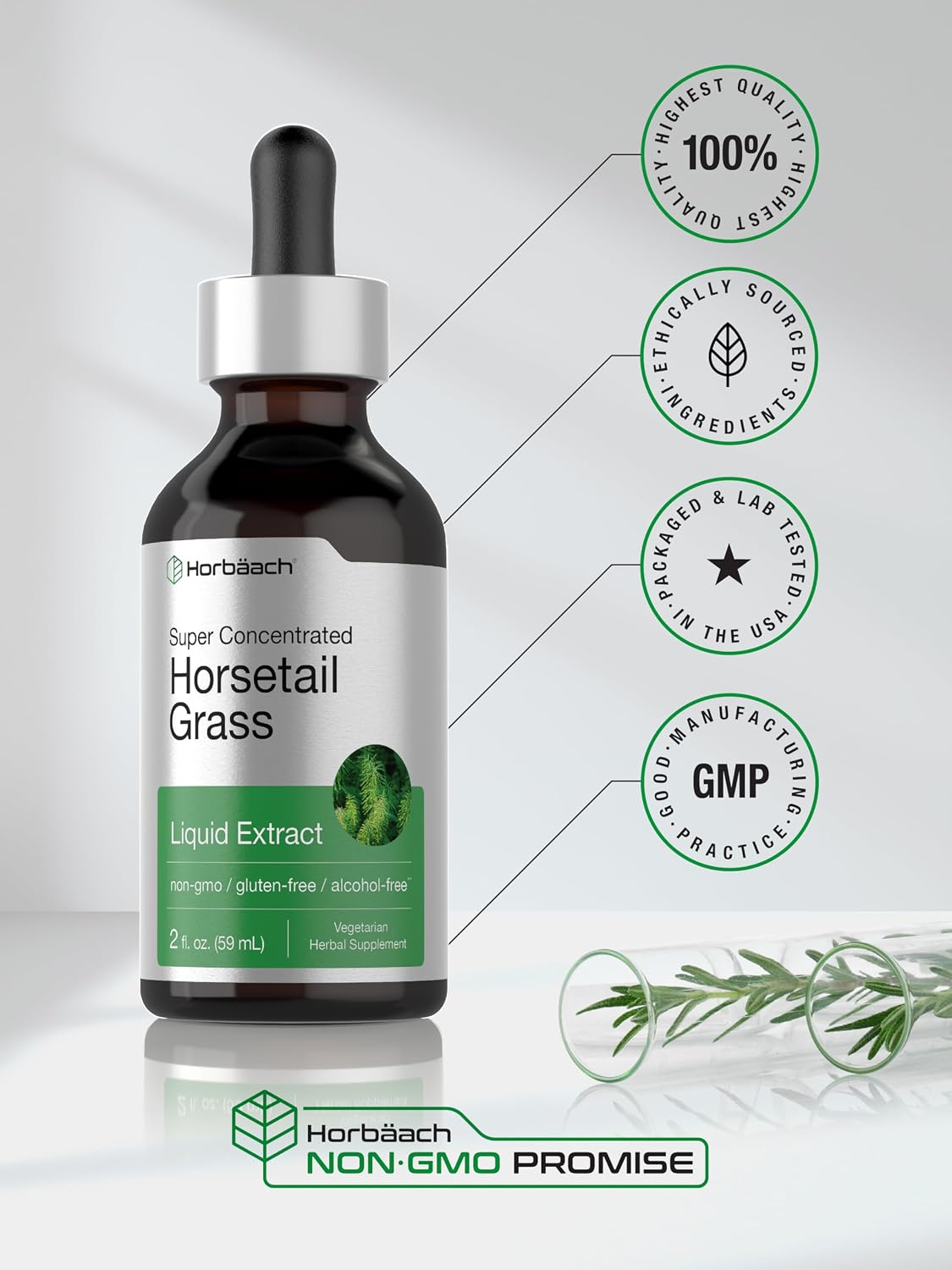 Horbäach Horsetail Herb Liquid Extract – Alcohol-Free, 60 ml - görsel 6