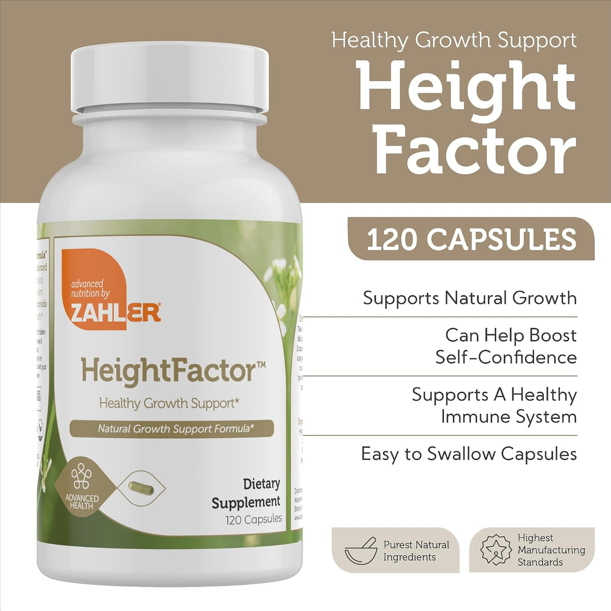 Zahler Height Factor Healthy Growth Support Vitamin & Mineral Capsules (120 Capsules) - görsel 2