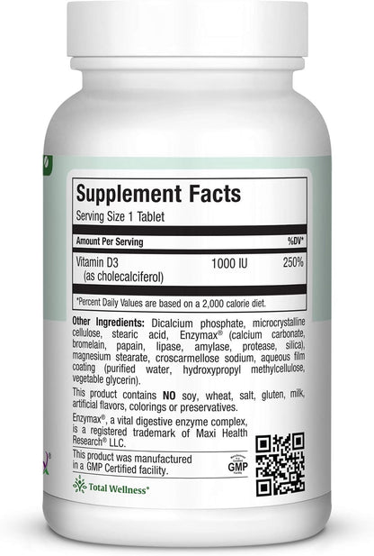 Maxi Health Vitamin D3 1000 IU Supplement, 180 Tablets