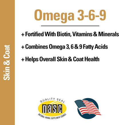Omega 3-6-9 Pet Skin & Coat Dog Supplement – Supports Healthy Skin for Cats, Glossy Coats for Pets – Pet Health Supplement for Cat Skin, Dog Skin – Omega Fatty Acids – Powder 400 g