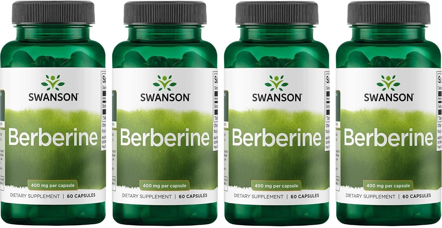 Swanson Berberine HCl - Cardiovascular and Metabolic Health Supplement (60 Vegan Capsules, 400 mg Each, 3-Pack) - görsel 5