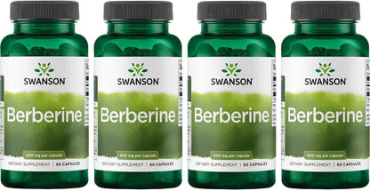 Swanson Berberine HCl - Cardiovascular and Metabolic Health Supplement (60 Vegan Capsules, 400 mg Each, 3-Pack)