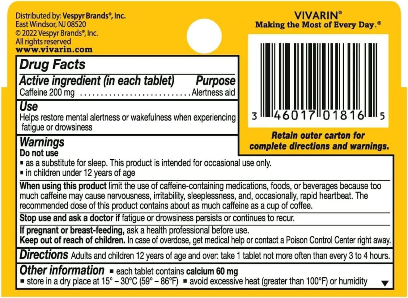 Vivarin Caffeine Tablets 16ct - görsel 2