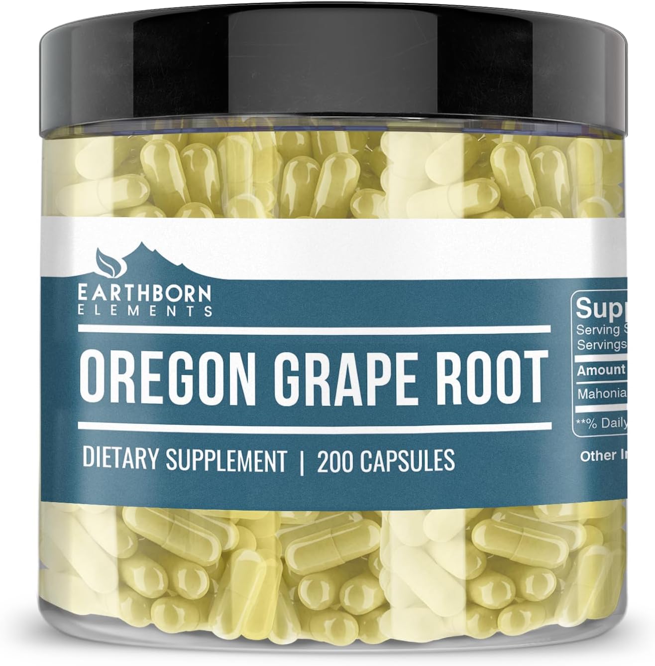 Earthborn Elements Oregon Grape Root 200 Capsules, Pure and Undiluted, No Additives - görsel 1