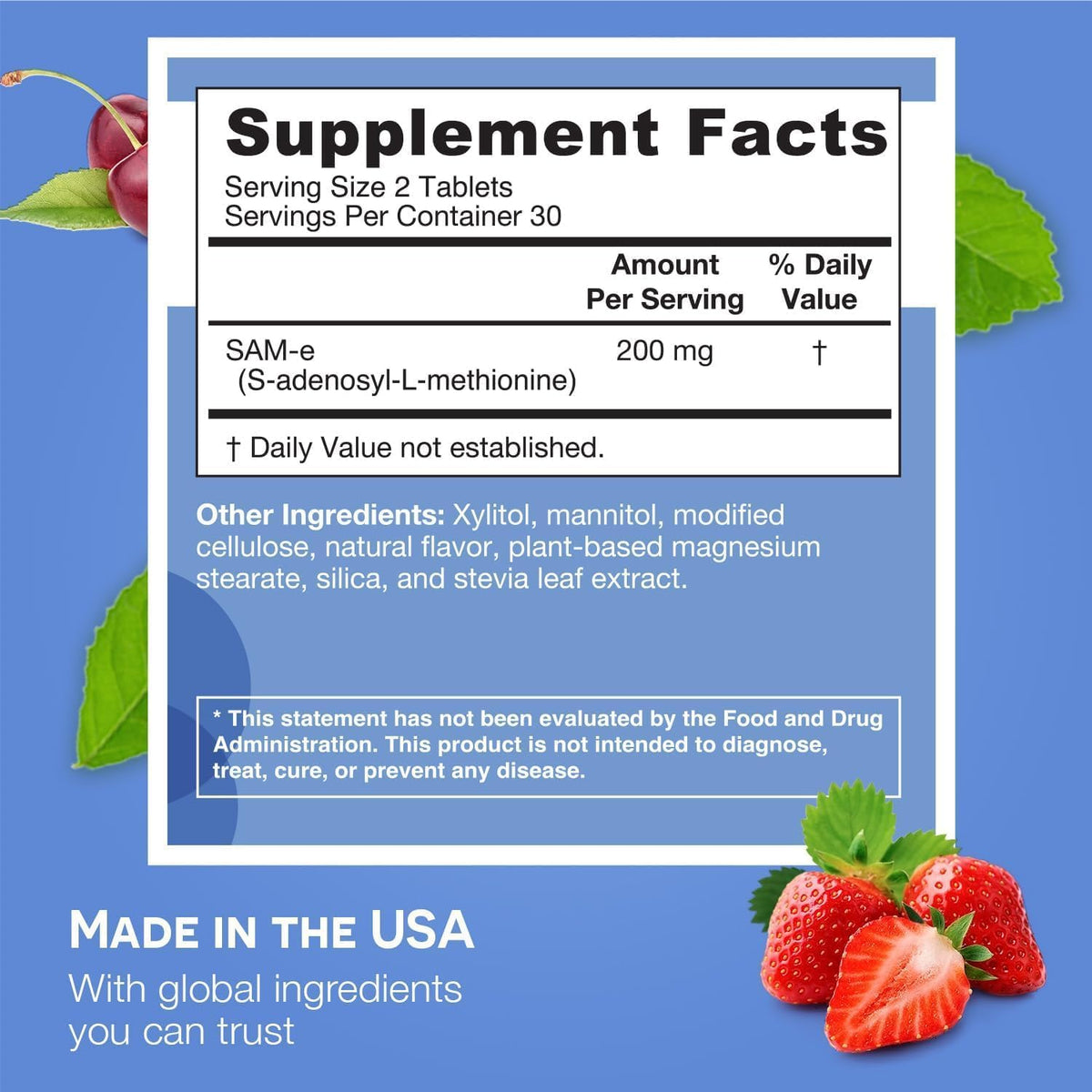 EZ Melts Dissolvable SAM-e 200 mg Supplement – Sugar-Free, 30-Day Supply - görsel 2