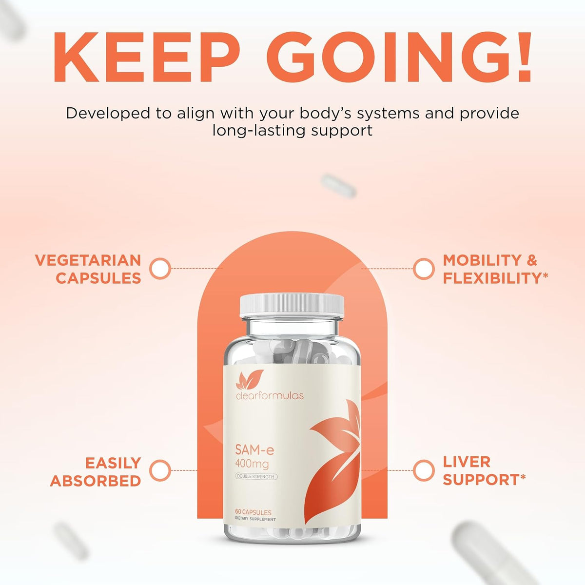 Clear Formulae Bioactive SAM-e 400mg - High Strength SAM-e Supplement for Liver and Mood Support (60 Servings) - görsel 4