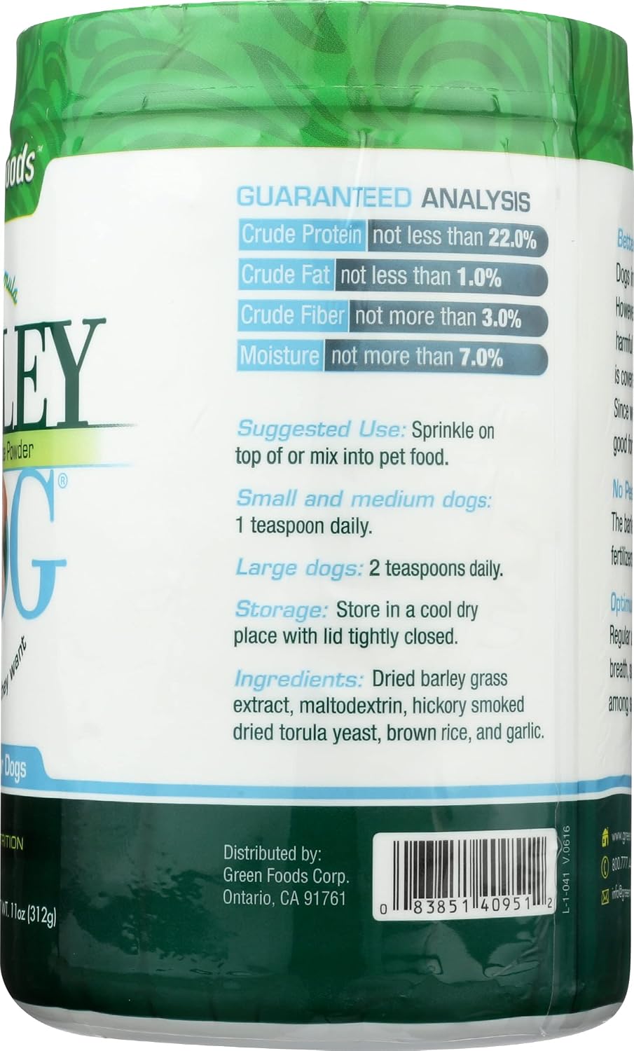 Green Foods Dog Food Barley – 311 g - görsel 6