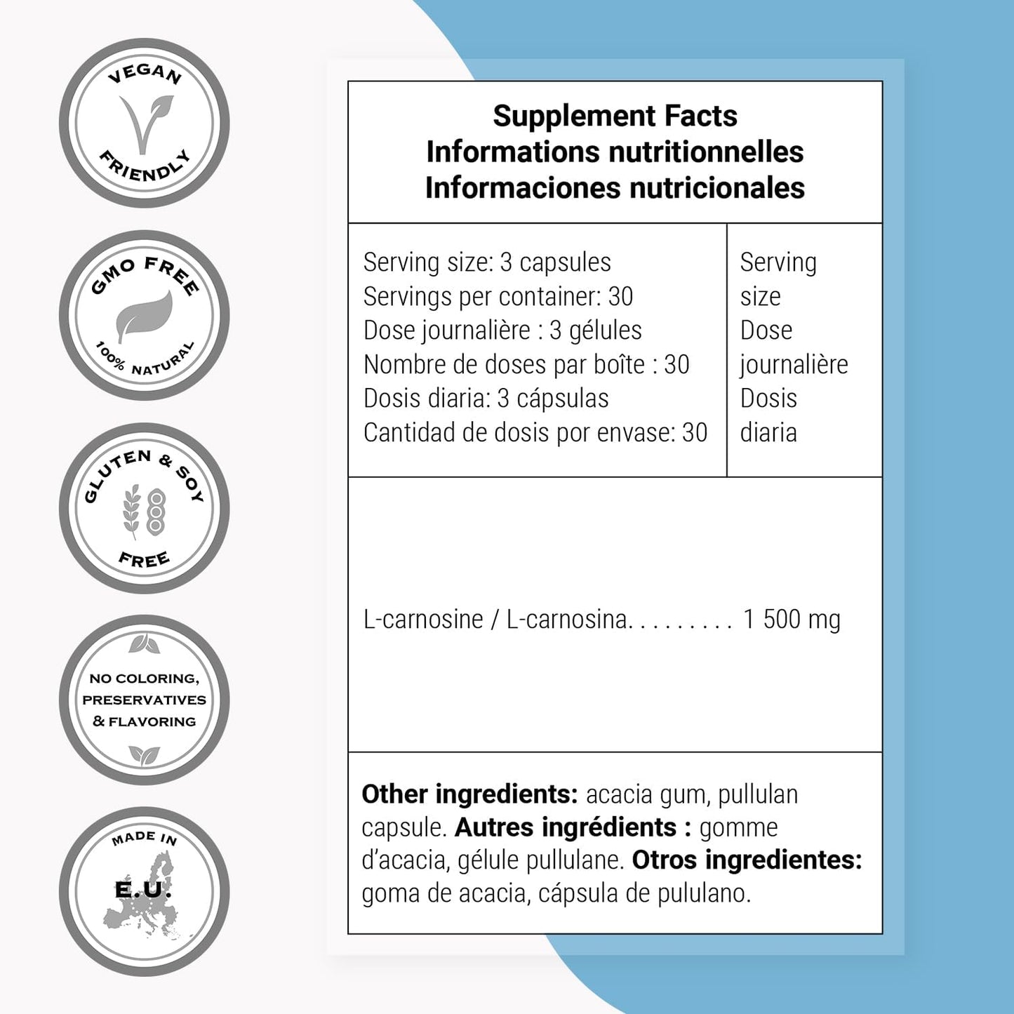 Supersmart - Carnosine 1500mg per Day (High Potency) - Dipeptide L-Carnosine Supplement | Non-GMO - 90 Vegan Capsules - görsel 4