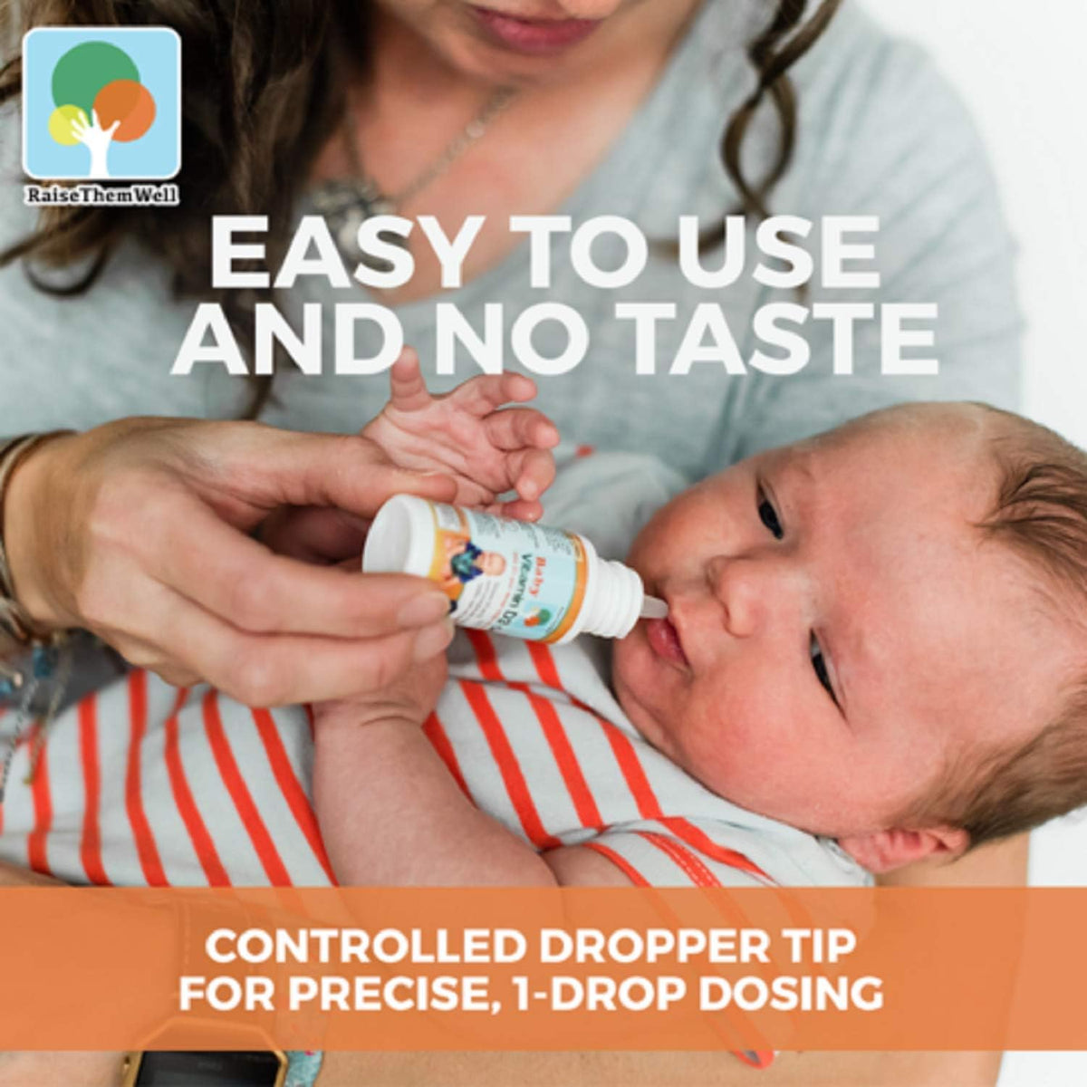 Raise Them Well Vitamin D and K Drops for Bone and Teeth Health, 365 Servings, 10 ml - görsel 3