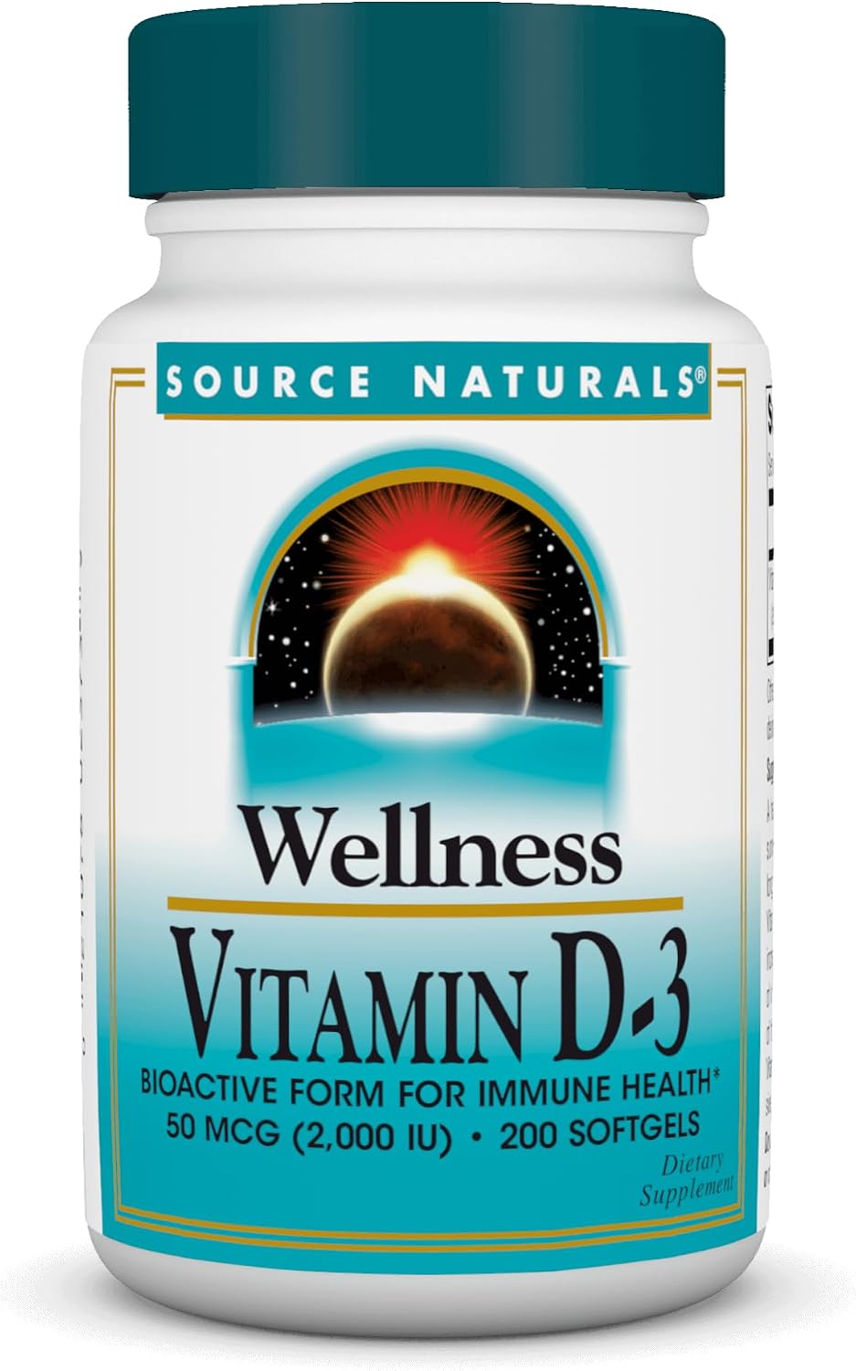 Source Naturals Wellness Vitamin D-3 2000 IU Bioactive Form for Immune Health – 200 Softgels - görsel 1