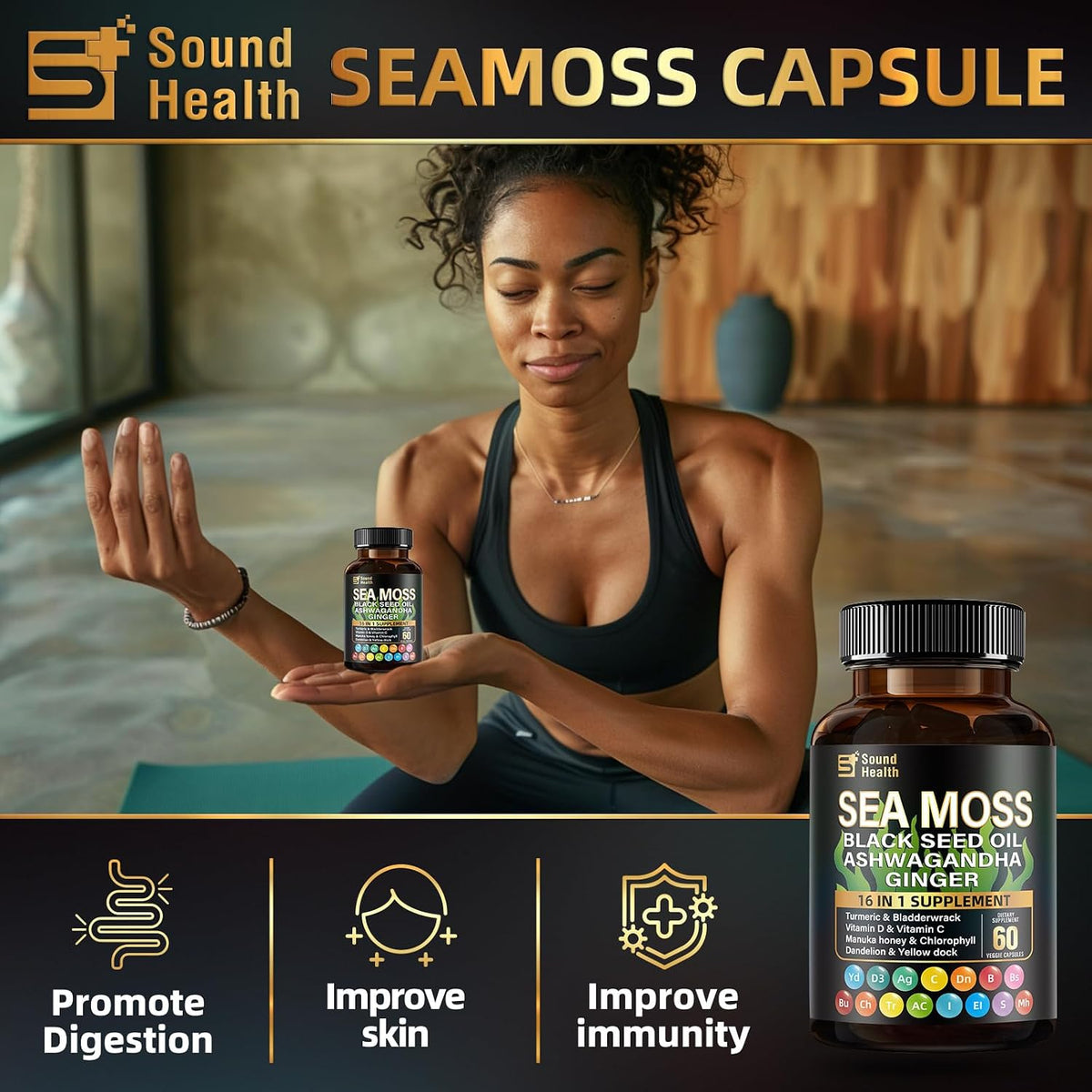 SoundHealth Irish Sea Moss Capsules for Sleep Support & Hair Growth, 16 in 1 Complex Supplement for Men & Women – Image 5