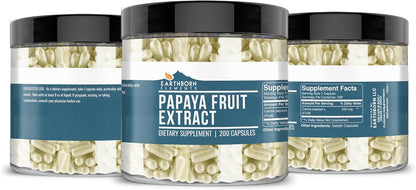 Earthborn Elements Papaya Fruit Extract 200 Capsules, Pure & Undiluted, No Additives