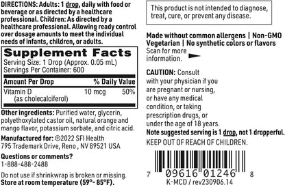 Klaire Labs SFI Health Micellized Vitamin D3 Liquid - Mango Orange Flavour - 30 ml (600 Drops)