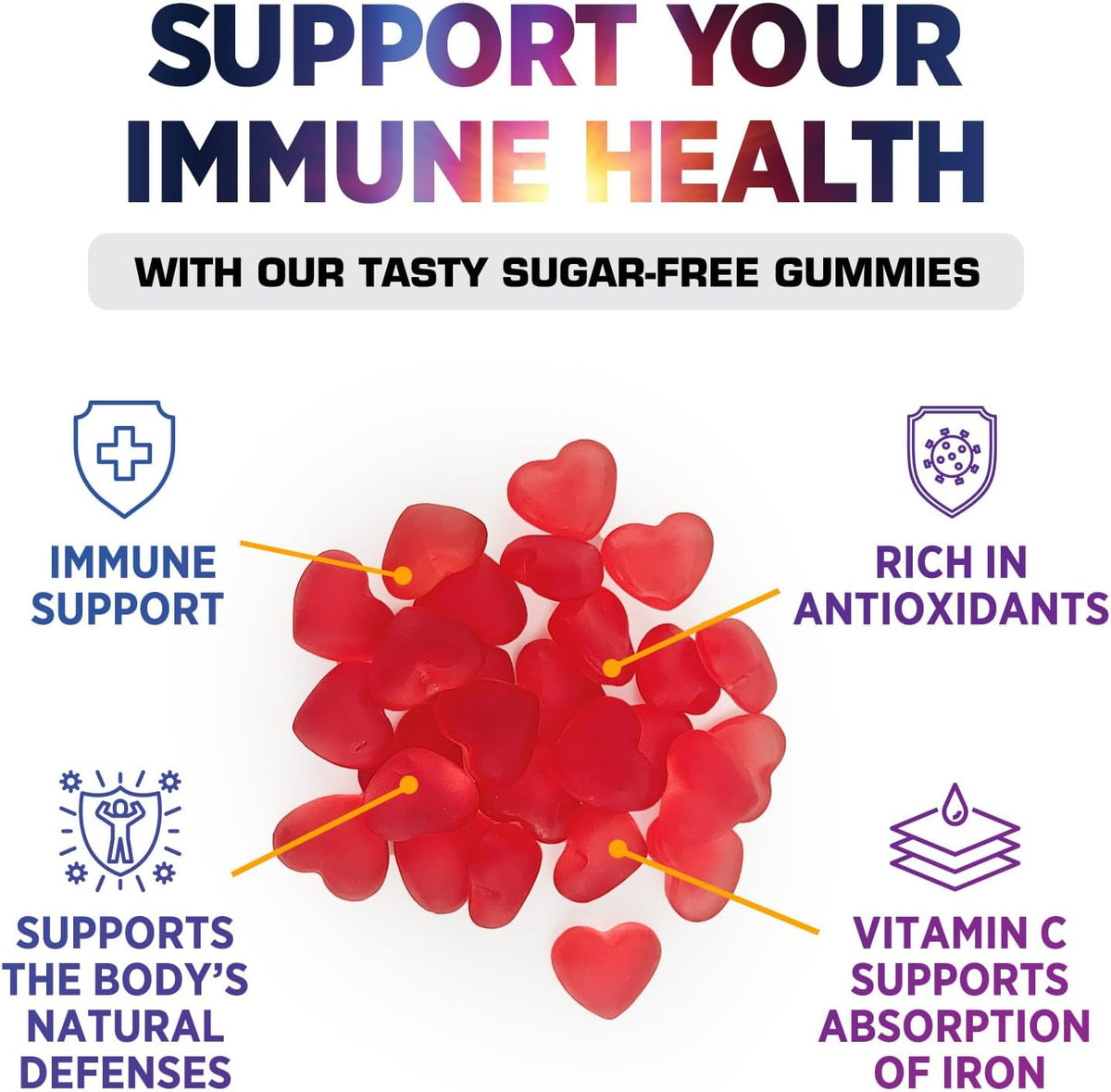 Zero Sugar Vitamin C Gummies - Immune Support and Antioxidant Vitamin C Food Supplement - Vegan, Non-GMO, Dairy and Gluten-free - Raspberry Flavour for Kids and Adults - 120 Count - görsel 6