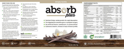 Absorb Plus Isolate Protein – Diet Supplement for Digestive Health & Nutritional Support (2.2 lbs, Simply Vanilla)