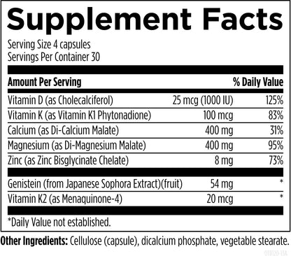 Designs for Health Osteoben - Bone Support Supplement with Soya-Free Genistein Complex - Non-GMO - 120 Capsules