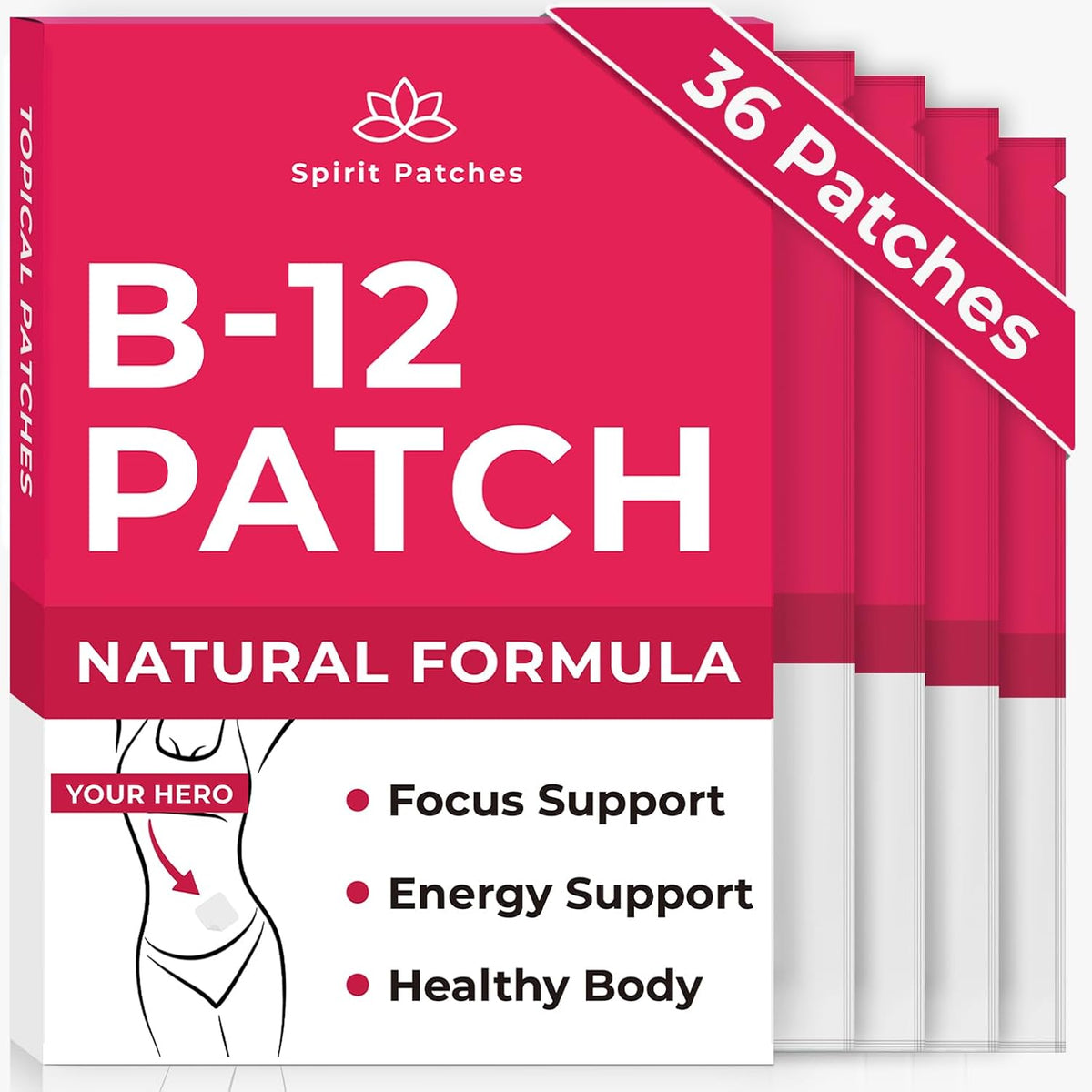 B12 Patches (Pack of 36) - 100% Natural Vitamin Patches for Energy and Focus - görsel 1