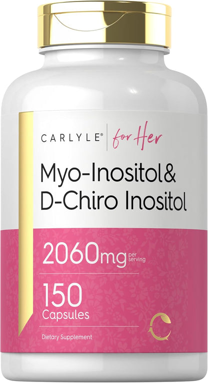 Carlyle Myo-Inositol & D-Chiro Inositol Supplement for Women | 2060mg | 150 Capsules | Non-GMO, Gluten-free Complex