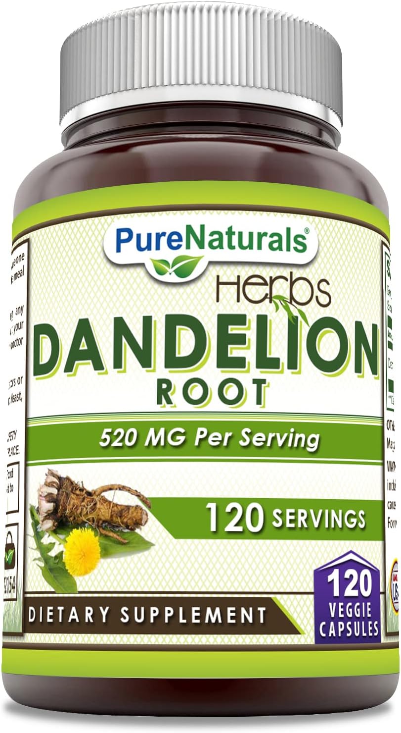 Pure Naturals Dandelion Root 520 mg Per Serving 120 Veggie Capsules Supplement - görsel 1