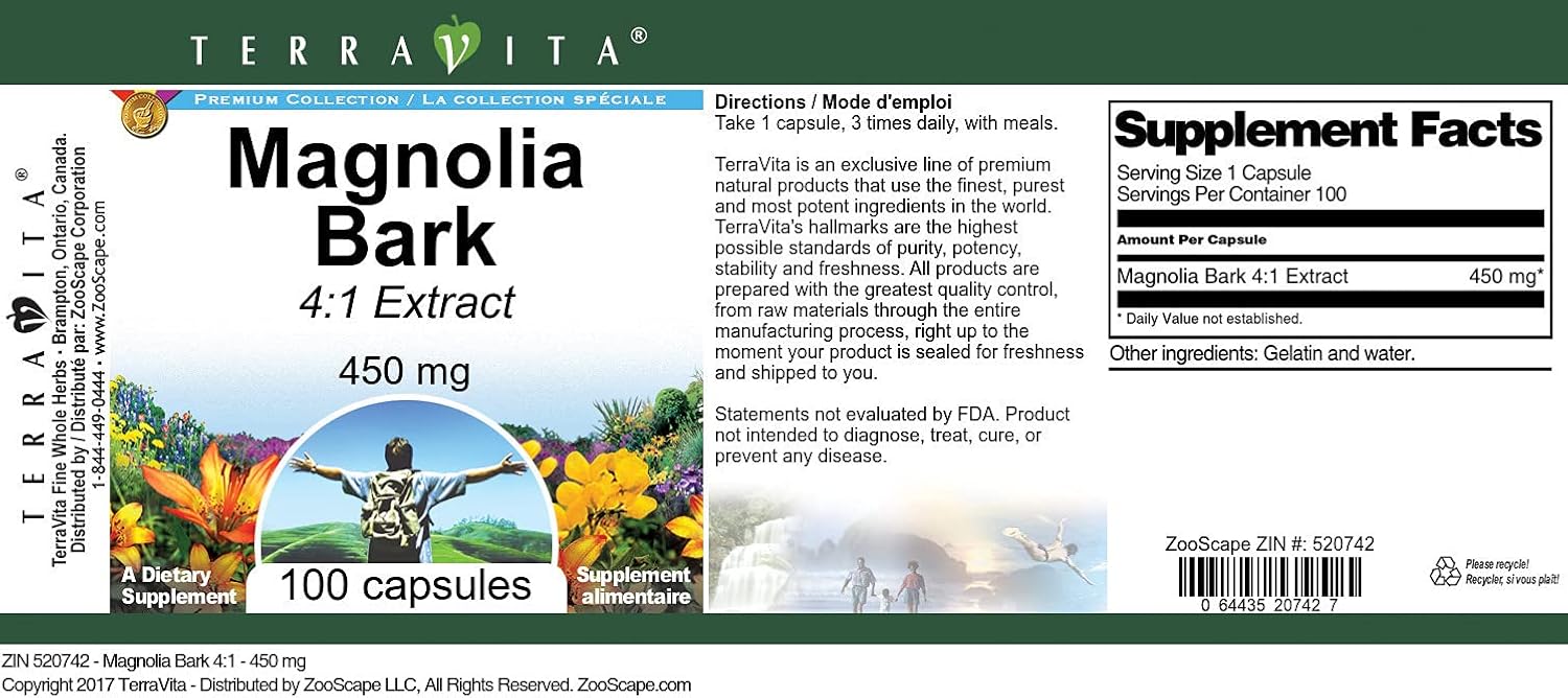 TerraVita Magnolia Bark 4:1 Extract – 450 mg, 100 Capsules - görsel 3