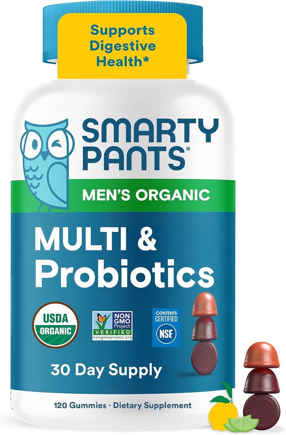 SmartyPants Men's Multivitamin Gummies with Omega-3 DHA/EPA, Methylfolate, Vitamin D3, C, B12, B6, A, K, Zinc – Raspberry Lemonade, 90 Count - görsel 10