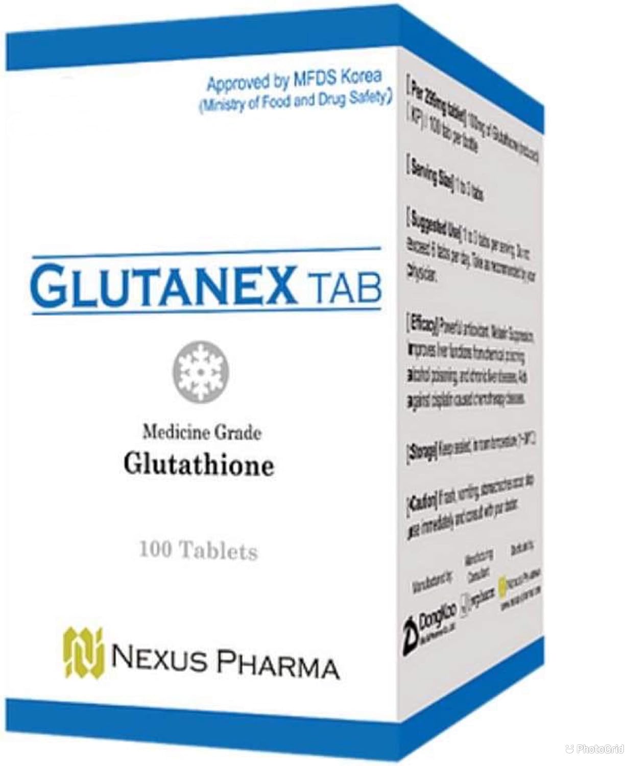 Glutanex Tab Glutathione by Nexus Pharma – 100 mg Reduced Glutathione (100 Tablets) - görsel 1