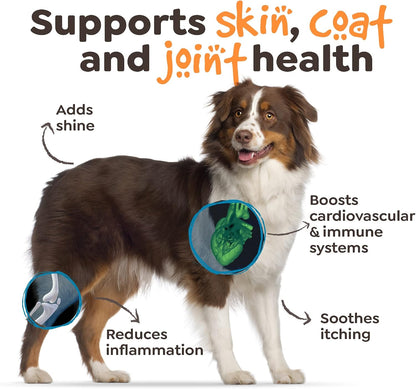 Salmon Oil for Dogs and Cats, Wild Alaskan Salmon Oil for Dogs Skin, Coat and Joints, Omega-3 Fish Oil, Dogs and Cats Immune System Support, EPA and DHA, 300 ml Dog Shedding Supplement