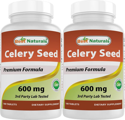 Best Naturals Celery Seed 600 mg - 180 Tablets (Pack of 2)