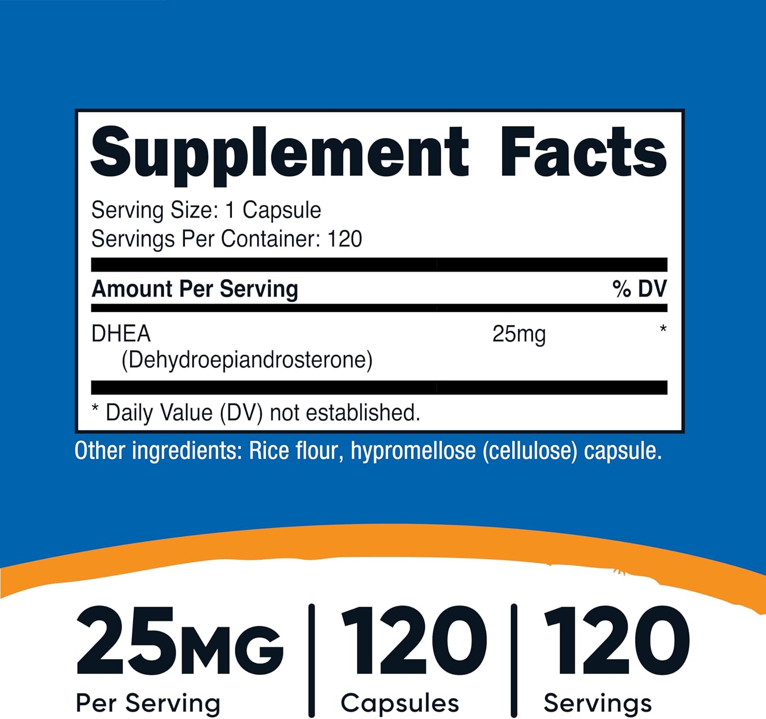 Nutricost DHEA 25mg, 120 Capsules – Gluten-Free, Non-GM Supplement - görsel 2