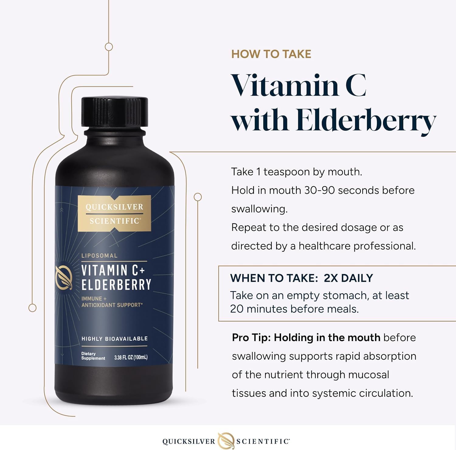 Quicksilver Scientific Liposomal Vitamin C + Elderberry - 1000mg with Superior Absorption Technology & Tocotrienols - Antioxidant and Immune Support Tonic (100ml) - görsel 6