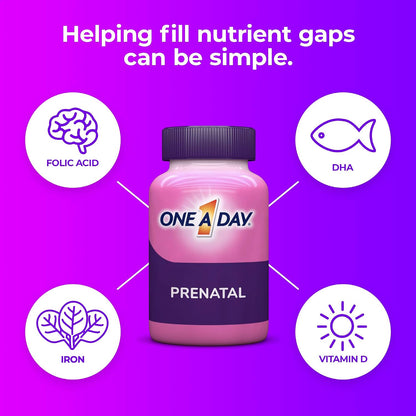 One-A-Day Prenatal 1 with DHA & Folic Acid Softgels – 30 Capsules (Pack of 6)