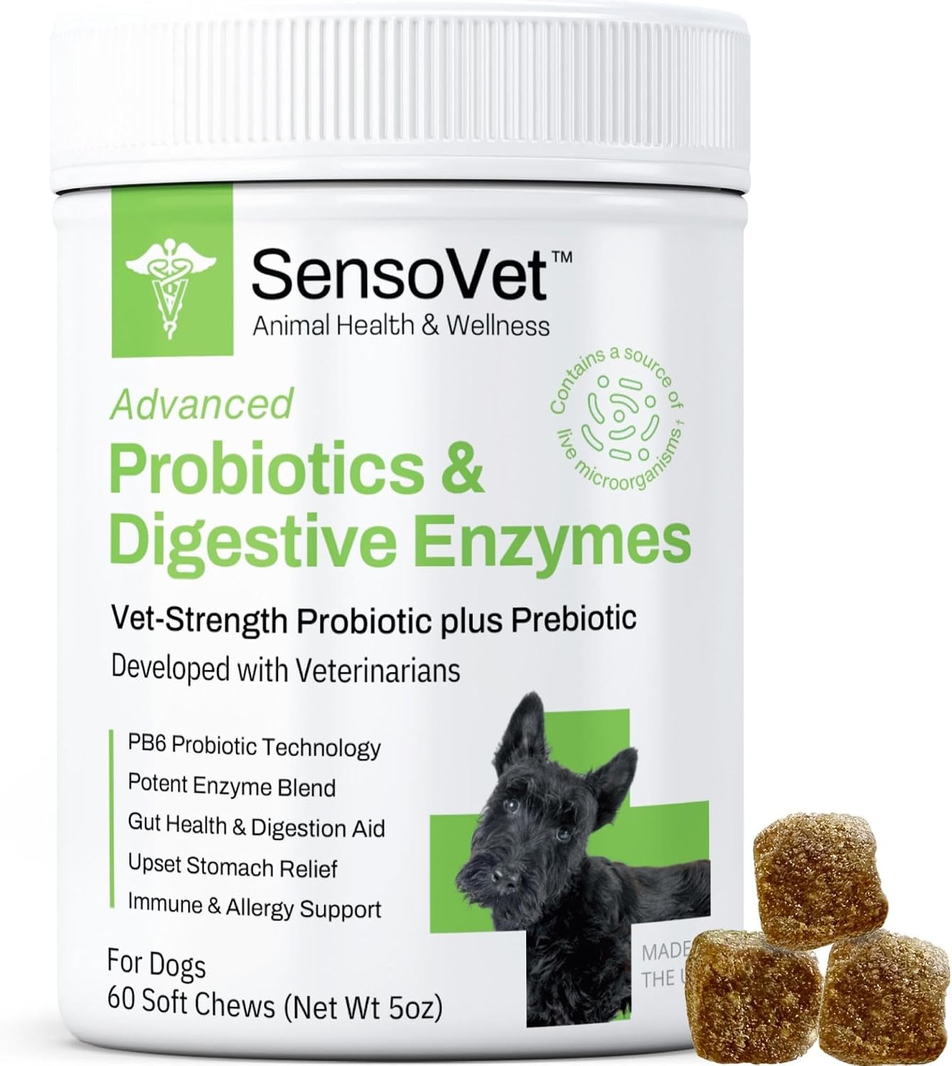 SensoVet Probiotics for Dogs with Prebiotics and Digestive Enzymes - görsel 1