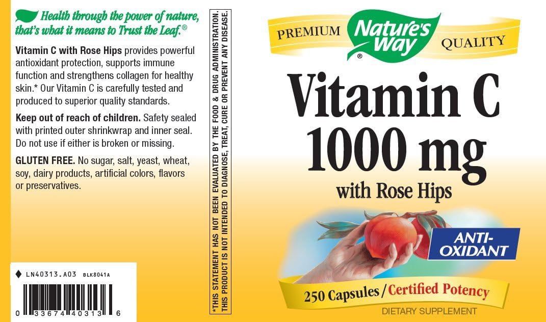 Nature's Way Vitamin C 1000 with Rose Hips, 250 Capsules - görsel 2